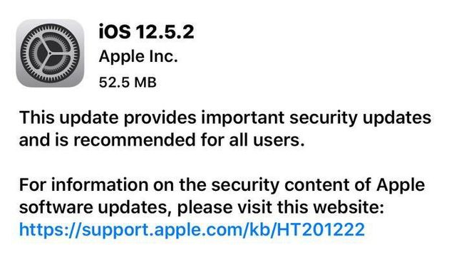 吉隆苹果手机维修分享iOS12.5.2发布，建议所有老苹果用户安装 